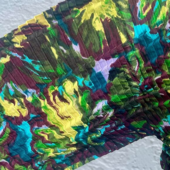 Women's Crinkle Blouse Mockneck y2k Pleated top S/M - Picture 6 of 8